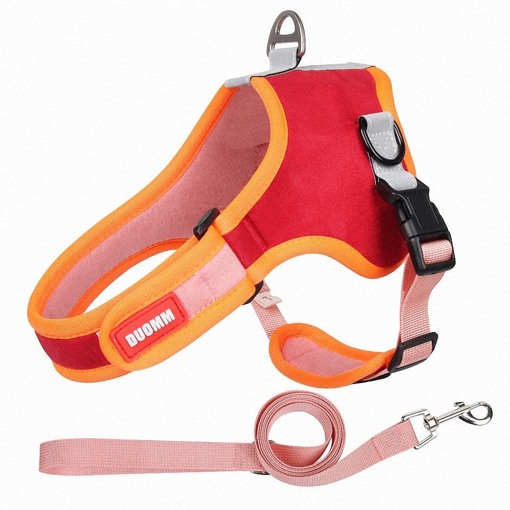 Luxury Suede Dog Harness Set: Stylish Leash And Adjustable Chest Strap For Pet Comfort