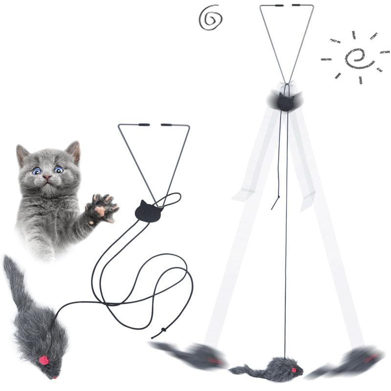 Telescopic Hanging Cat Toy With Mouse Shape-0