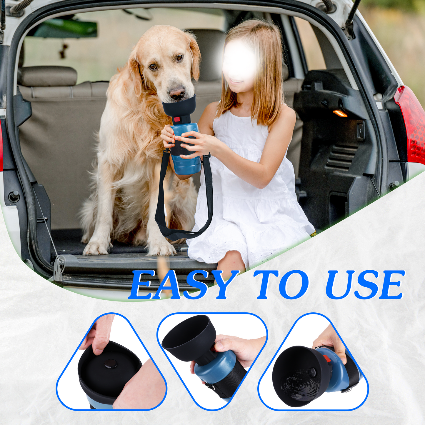 28oz Portable Dog Water Bottle Dispenser-3Gen-Navy