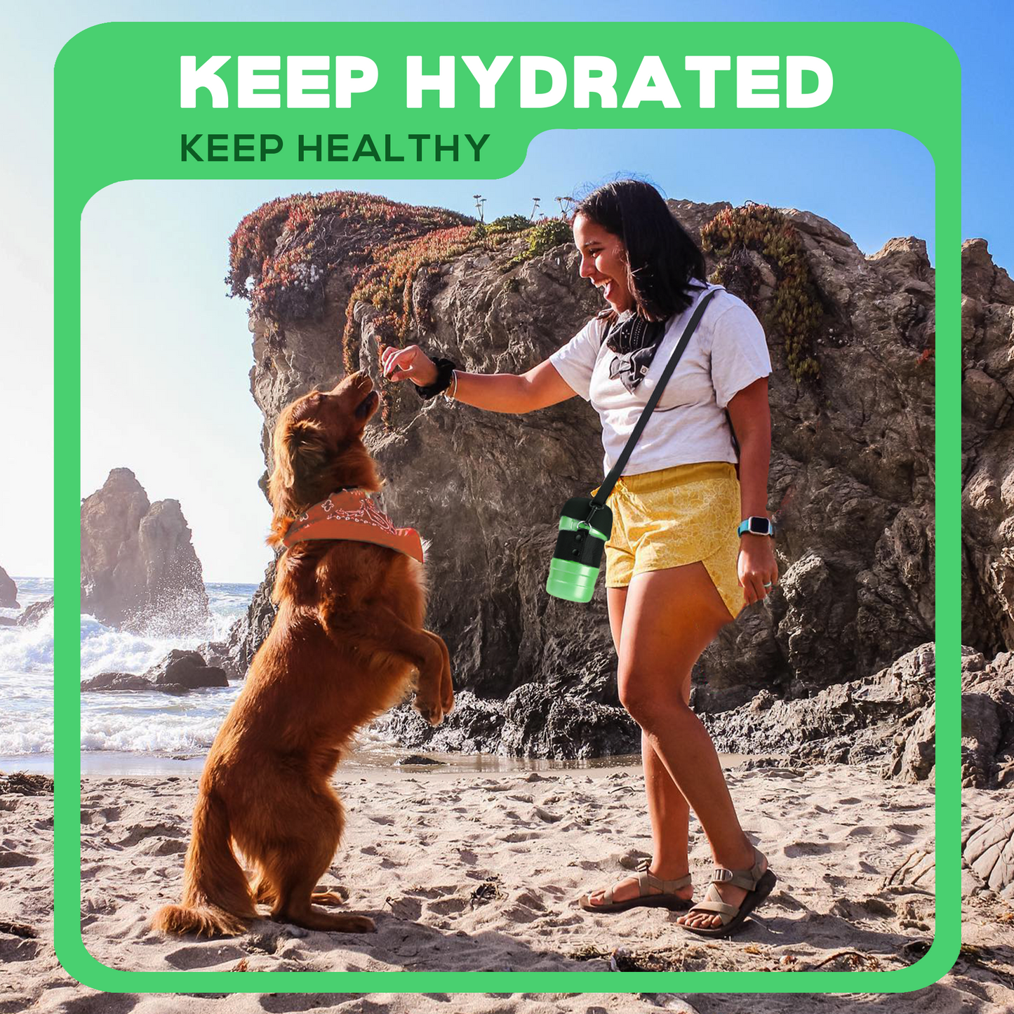28oz Portable Dog Water Bottle Dispenser-3Gen-Green-3
