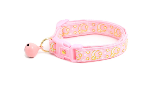 Gold Moons and Stars on Powder Pink Cat Collar-0